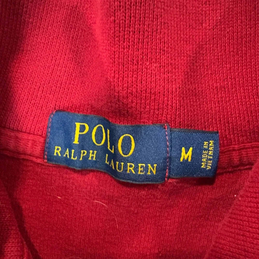 Polo Ralph Lauren Mens Red Quarter Zip Pullover Cotton Ribbed Sweater Size M
